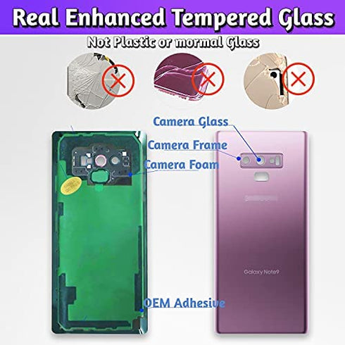 LUVSS Rear Glass Assembly for Samsung Galaxy Note 9 SM-N960 Back Glass Panel Cover Case Housing Replacement + Camera Lens + Repair Manual DIY Tools Kit (Ocean Blue)