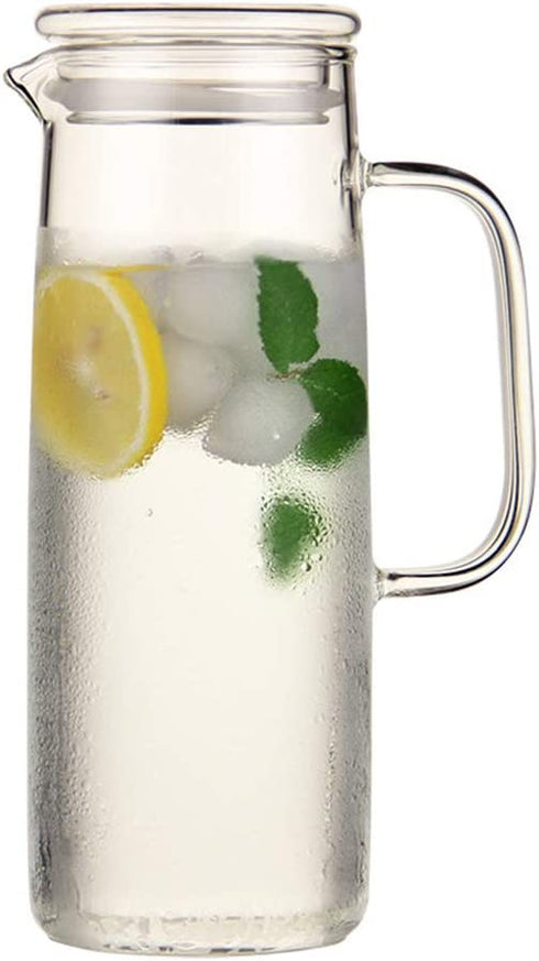 Glass Pitcher with Lid - High Heat Resistance Stovetop Safe Pitcher for Hot/Cold Water & Iced Tea