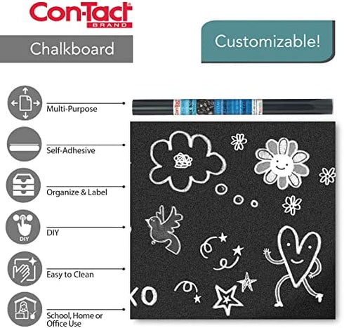 Con-Tact Brand Chalkboard Self-Adhesive Shelf Liner, 1 Roll, Black