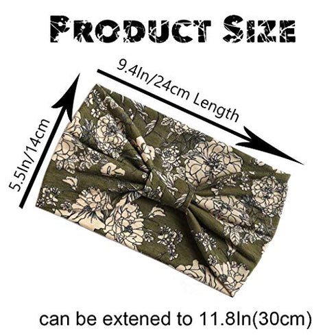 Aceorna Boho Bandeau Headbands Wide Knot Hair Scarf Floral Printed Hair Band Elastic Turban Thick Head Wrap Stretch Fabric Cotton Head Bands Thick Fashion Hair Accessories for Women Pack of 3 (Boho)