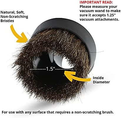ALL PARTS ETC. Horse Hair Vacuum Attachment 1.25" Round Dust Brush, 1-1/4 Vacuum Dusting Brush, Duster Sweeper Hair Bristle Brush Compatible with Shop Vac, Oreck, Hoover and other Central Vacs