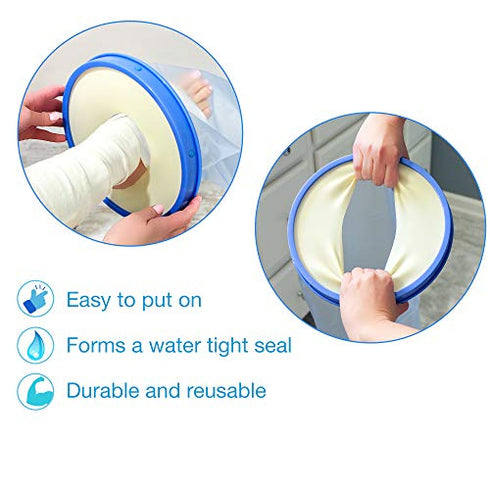 DMI Waterproof Reusable Cast Cover, Wound Barrier & Bandage Protector for Adult Foot & Ankle Providing Watertight Seal In Showers, Baths & Pools, Fits Up To Size 13 Adult Foot, Foot/Ankle