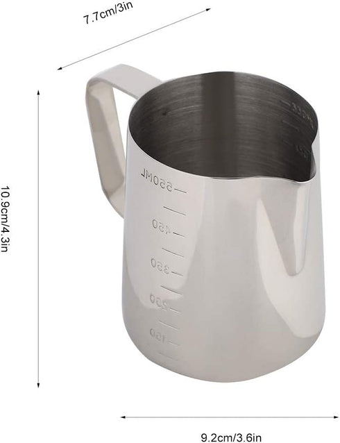 Stainless Steel Milk Frothing Pitcher Measuring Cup Coffee Jug Milk Frothing Pot Espresso Latte Pitcher(9.2x7.7x10.9cm)
