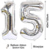 2pcs 40 Inch Number Balloon Foil Balloons Number 15 Jumbo Giant Balloons Prom Balloon Mylar Huge Number Balloon for Birthday Party Decoration Wedding Anniversary, XXXL Silver 15 Number Balloon