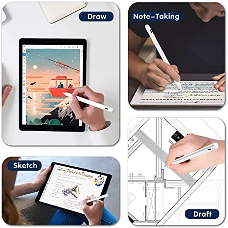 ?Stylus Pencil for iPad 9th & 10th Generation, Active Pen with Palm Rejection Compatible with 2018-2022 Apple iPad 10th 9th 8th Gen/iPad Pro 11 & 12.9 inches/iPad Air 5th Gen(White)