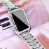 Mosonio Compatible with Apple Watch Band 40mm with Case Women, Jewelry Replacement Metal Wristband Strap with 2 Pack Bling PC Protective Cover for iWatch Series 6/5/4(Silver)