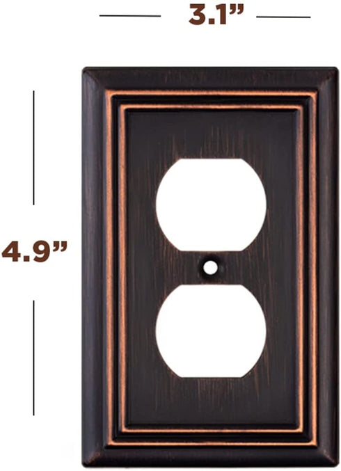 Pack of 4 Wall Plate Outlet Switch Covers by SleekLighting | Decorative oil rubbed bronze | Variety of Styles: Decorator/Duplex/Toggle / & Combo | Size: 1 Gang Duplex
