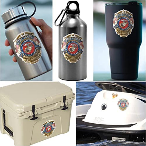Erazor Bits Military Decals, Marines Stickers, United States Marine Corps Vinyl, Semper Fidelis Sticker for Car, Truck, Home, Cases and Coolers MM115D-4-002 (4in,2pack),