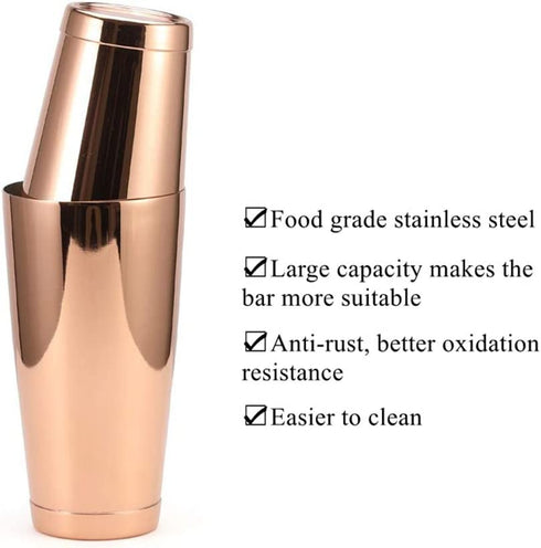 Stainless Steel Boston Shaker - 2-piece 18oz & 28oz Professional Bartender Cocktail Shaker Bartender Shaker Kit - CTSK0013 (Copper)