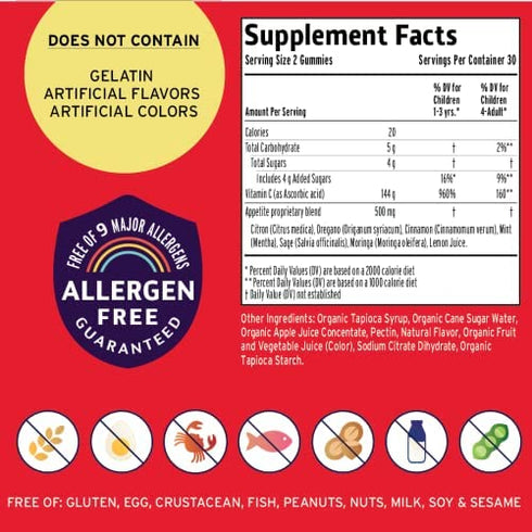 Vitamin Friends All Natural Vegan Children's Appetite Stimulant and Weight Gainer with Boost Appetite Gummies, 1 Pack, 60 Count, Orange Flavor Vitamin