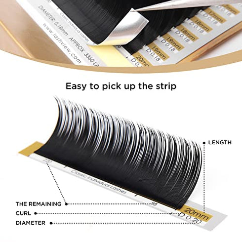 LASHVIEW Eyelash Extensions,Individual Lashes,Premium Single&Classic Lases,0.15 D Curl Thickness 13mm,Natural Semi Permanent Eyelashes, lashes individual,Soft Application-friendly
