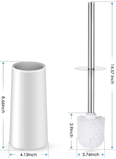 Toilet Brush and Holder, Toilet Bowl Brush with Stainless Steel Handle Durable Bristles Hidden Toilet Scrubber for Toilet Cleaning