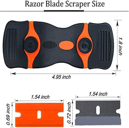 Razor Blade Scraper, Double Edge Window Scraper Tool with 10 Razor Blades Glass Scraper for Removing Sticker, Glass Stove Top, Label, Grease from Windshield