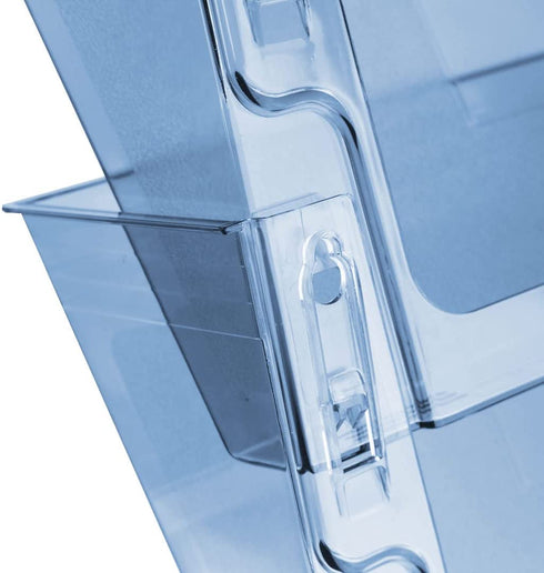 Acrimet 3 Pockets Wall Mount File Holder Organizer Letter Size, Clear Blue Color (Hangers Included)
