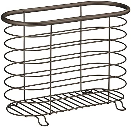 mDesign Steel Magazine Holder Storage Organizer Bin - for Bathroom, Living Room, Home Office Organization - Holds Papers, Books, Files, Folders - Omni Collection - Bronze