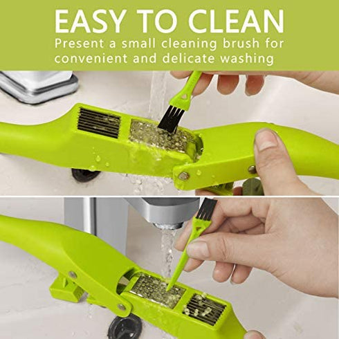 Garlic Press – 2-in-1 Garlic Mincer and Slicer – Large Garlic Presser Crusher with Cleaning Brush and Peeler – Food-Grade ABS and Stainless-Steel Garlic Press with Ergonomic Handle – Easy to use