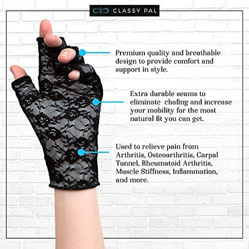 Classy Pal Compression Gloves for Arthritis, Typing Gloves for Hand Pain Relief