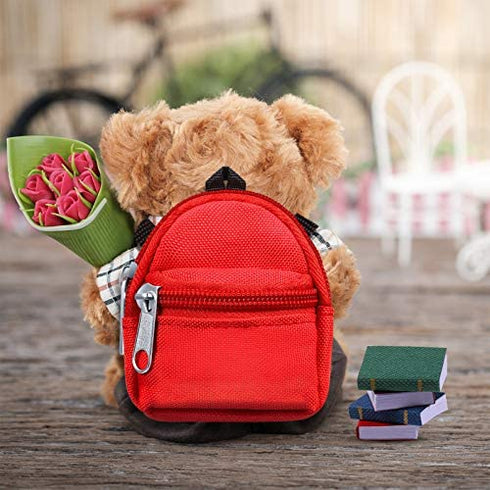 Sumind 14 Pieces Doll Accessories Include 6 Pieces Mini Doll Backpacks Mini Doll Bag Cute Zipper Backpack Mini Books Backpacks and 8 Pieces Miniatures Doll Books for Doll Accessories