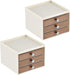 mDesign Plastic Small 3-Drawer Jewelry Organizer Box for Storage on Dresser, Vanity, Countertop - Holds Earrings, Bracelets, Necklaces, Bangles, Rings, 2 Pack - Cream/Brown