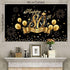 Happy 80th Birthday Decoration Banner Backdrop Party Decoration, Black Gold 80 Birthday Banner Sign Poster for 80th Anniversary Photo Booth Props Background Birthday Party Supplies, 72.8 x 43.3 Inch