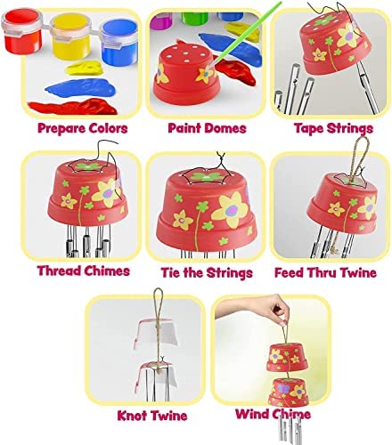Wind Chime Making & Painting Kit - Arts and Crafts Gift for Girls & Boys Ages 4, 5, 6, 7, 8, 9, 10 -12 - Birthday & Christmas Gifts for Kids - Kid Art & Craft Kits - DIY Stuff for Girl Age 4-12