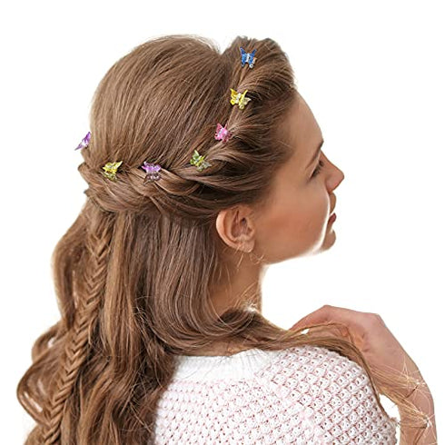 Butterfly Clips 50Pcs, EAONE Pastel Butterfly Hair Clips Cute Mini Small Hair Claw Clips Hair Aesthetic Accessories for 90s 2000s Girls Women’s Hair with Box Package, Gradient Transparency Colors