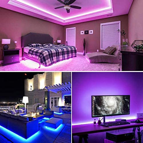 Entiqi LED Strip Lights Battery Powered, 6.5FT/2M RGB LED Light Strip SMD5050 60 LEDs Rope Lights Color Changing Flexible LED Strip Kit for Home Bedroom DIY Party Indoor Outdoor