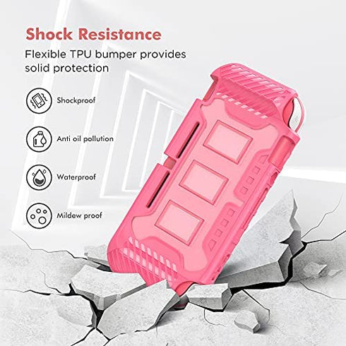 KIWIHOME Pink Case Compatible with Nintendo Switch Lite , TPU Cover Hard Case Only for Switch Lite with Thumb Grip Caps Switch Lite Cute Case for Girls (Pink)
