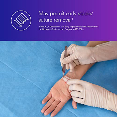 3M™ Steri-Strip™ Reinforced Adhesive Skin Closures, R1546, 1/4 in x 4 in (6 mm x 100 mm), 10 Strips/Envelope