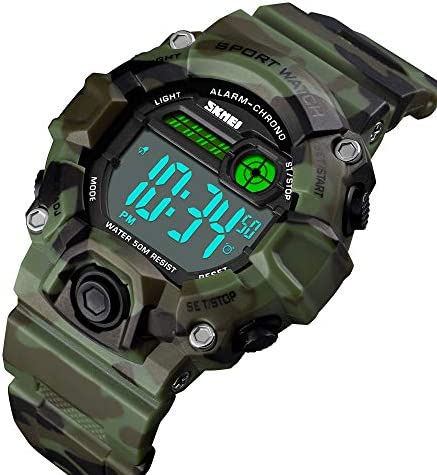CakCity Boys Camouflage LED Sports Kids Watch Waterproof Digital Electronic Military Wrist Watches for Kids with Silicone Band Alarm Stopwatch Watches Age 5-10