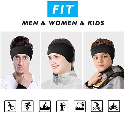 Zkptops 2Pcs Fleece Ear Warmers Headband Winter Outdoor Sport Ear Muffs Ear Band Ear Cover Head Wrap Running Sweatband for Men Women