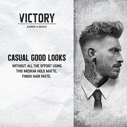Super-Dry Men’s Hair Paste by Victory Barber & Brand | Men’s Hair Products Made in the USA | Matte Hair Product Men Like Better than Matte Hair Gels | Oil-Free Texture Paste for the Effortlessly Cool