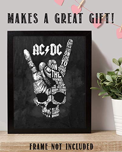 AC~DC Band Song Art Poster"Highway To Hell"- 8 x 10 Wall Print- Ready To Frame. Iconic Rock Song Poster Print. Home-Studio-Bar-Dorm-Man Cave Decor. Perfect Gift For All AC/DC Fans.