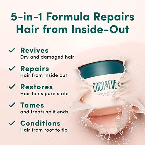 Coco & Eve Like a Virgin Travel Hair Masque - Super Nourishing Coconut & Fig Hair Mask for Dry Damaged hair | Deep Conditioning Mask Hair Treatment with Shea Butter & Argan Oil (2 fl oz)