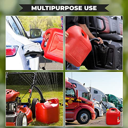 KP KOOL PRODUCTS Retail Pack Flexible Replacement Gas Spout with 2 Screw Collar Caps(1 Fine & 1 Coarse - Fits Most Of The Cans), 2 Base Caps, 1 Stopper Cap and 1 Stainless Steel Filter/Flame Arrestor.
