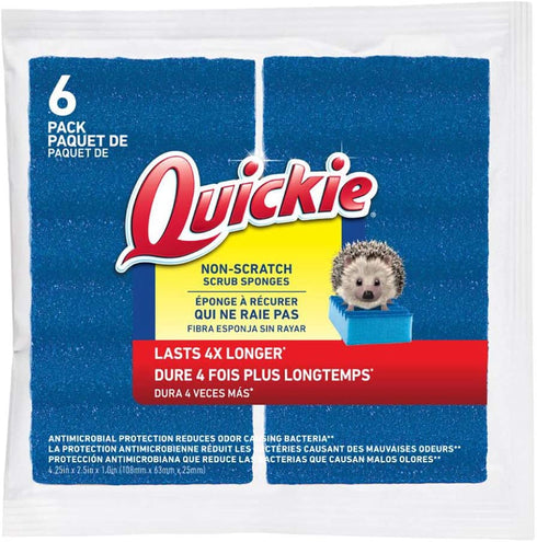 Quickie 2052219 Non-Scratch Multi-Surface Scrubbing Sponge, 6-Pack, 6 Count, Kitchen Sponge