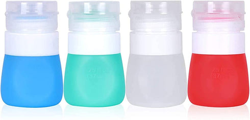 HongMall Squeeze Bottle Salad Dressing Container, Dressing to Go for Lunch and Travel, Portable Sauce Leakproof Mini Storage Bottles (Food-Grade Silicone, BPA Free), 1.3 oz (Set of 4)