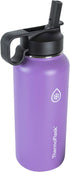 Thermoflask Double Stainless Steel Insulated Water Bottle with Two Lids, 32 Ounce, Plum