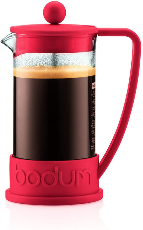 Bodum Brazil French Press Coffee Maker with Borosilicate Glass Carafe, 34 Ounce, Warm Red