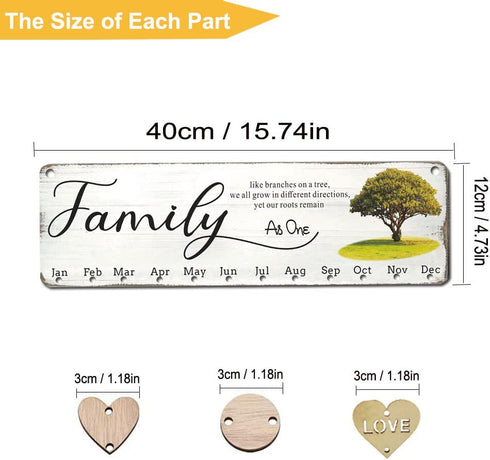 WISIEW Gifts for Grandma Unique - Wooden Family Birthday Reminder Tracker Calendar Board, Family Like Branches As One, Best Christmas, Mothers Day, Birthday Presents Ideas for Mom Dad from Daughter Son