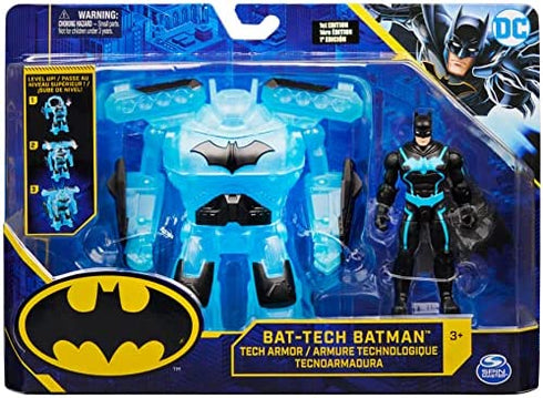 DC Comics Batman Bat-Tech 4-inch Deluxe Action Figure with Transforming Tech Armor, Kids Toys for Boys Aged 4 and up