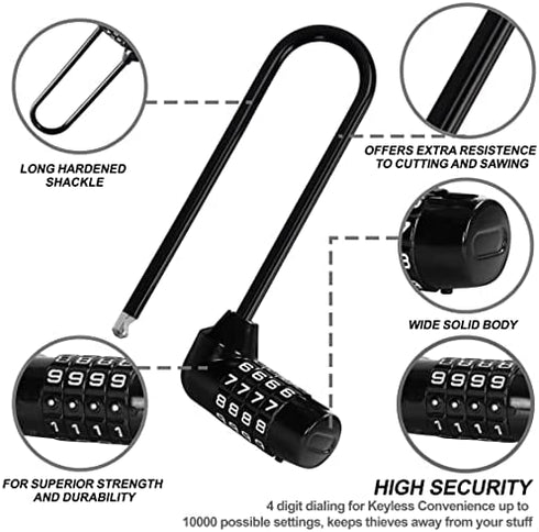 Kurtzy 4 Digit Combination Padlock - 16cm/6 inch with Long Shackle - Heavy Duty Outdoor Waterproof Lock with Resettable Code - Pad Lock for Bicycles, Gates, Mountain Bike, Gym, School, Shed & Lockers