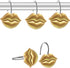 CandyGrid Gold Shower Curtain Hooks Rings, Shower Hooks for Shower Curtain Set of 12, Rustproof Metal Shower Rings for Bathroom (Gold Lips)