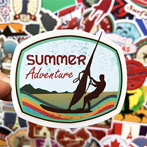 100PCS World Travel Maps Airplane Air and Famous Buildings Signs Stickers Waterproof Laptop Stickers Car Bicycle Suitcase Computer Water Bottle Mobile Phone Stickers Decals (Travel Maps 100)