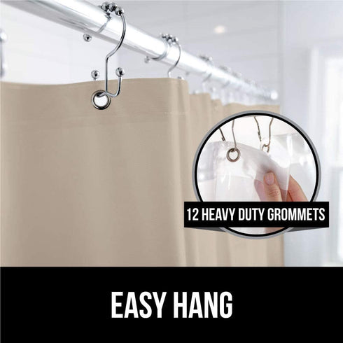 Gorilla Grip PEVA Waterproof, Strong Weighted Magnets, Set of Two 72x72, Rust Resistant Grommets, Heavy Duty Thick Shower Curtain Liner, Easy Hang, Fits Standard Bathroom Showers and Bath Tubs, Beige