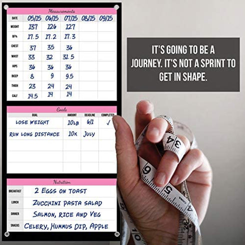 Dry Erase Workout Calendar Planner - Pink Workout Planner for Women with a Fitness Calendar, Exercises, Goals, Fitness Planner Notes Section and More. Workout Whiteboard