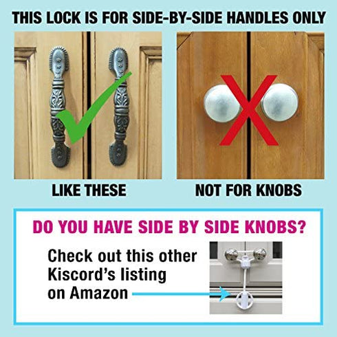 Kiscords Baby Safety Cabinet Locks for Handles Child Safety Cabinet Latches for Home Safety Strap for Baby Proofing Cabinets Kitchen Door RV No Drill No Screw No Adhesive /4 Pack (Black)