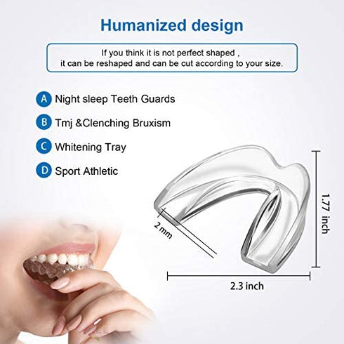 Kids Mouth Guard for Grinding Teeth, Pack of 4 Night sleep Teeth Guards, Eliminates TMJ & Teeth Clenching, Stops Bruxism, Teeth Whitening Tray , Sport Athletic Mouth Guard (kid Size only fit for kids)