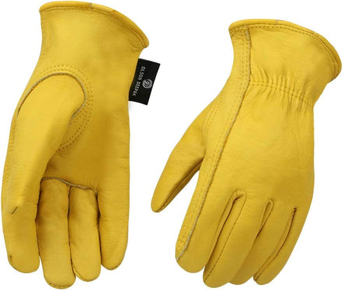 Heavy Duty Industrial Safety Gloves Hunting Gloves, Grain cowhide Leather Shooting Gloves for Driving/Riding/Gardening/Farm - Extremely Soft and Sweat-absorbent - Perfect Fit for Men & Women (Medium)