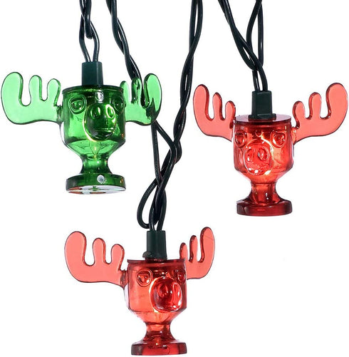 Kurt Adler 10-Light National Lampoon red and Green Wally World Moose Mug Light Set